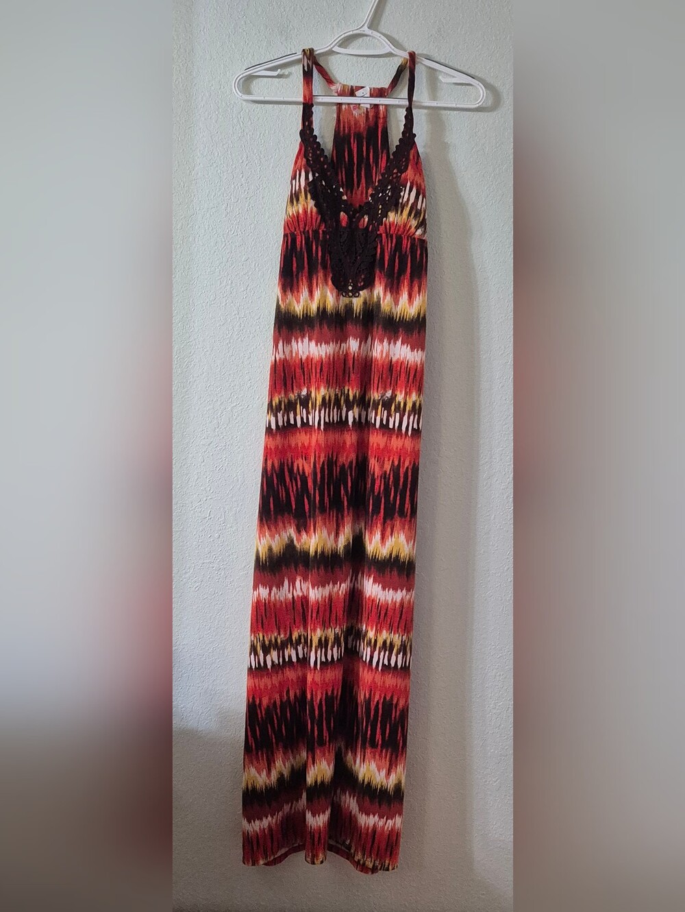 6 degrees Red and Black Patterned Halter Maxi Dress